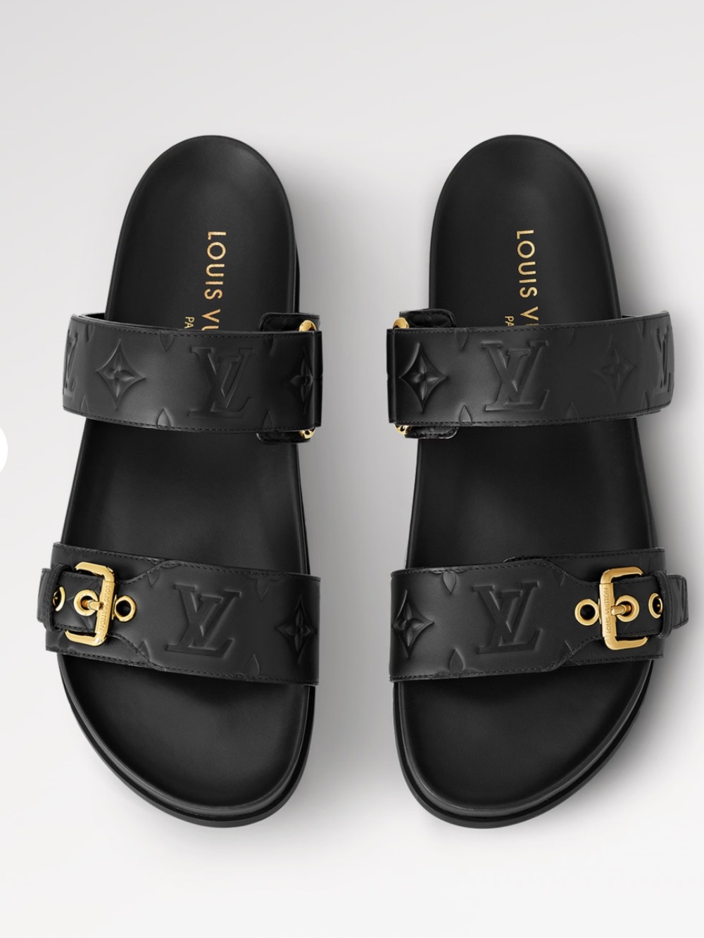 Louis Vuitton Black Bom Dia Flat Comfort Mule
